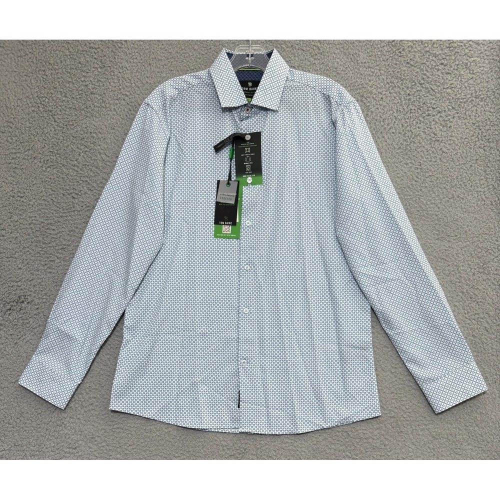 NEW Tom Baine slim fit Performance Collection 4-way stretch button shirt Mens M